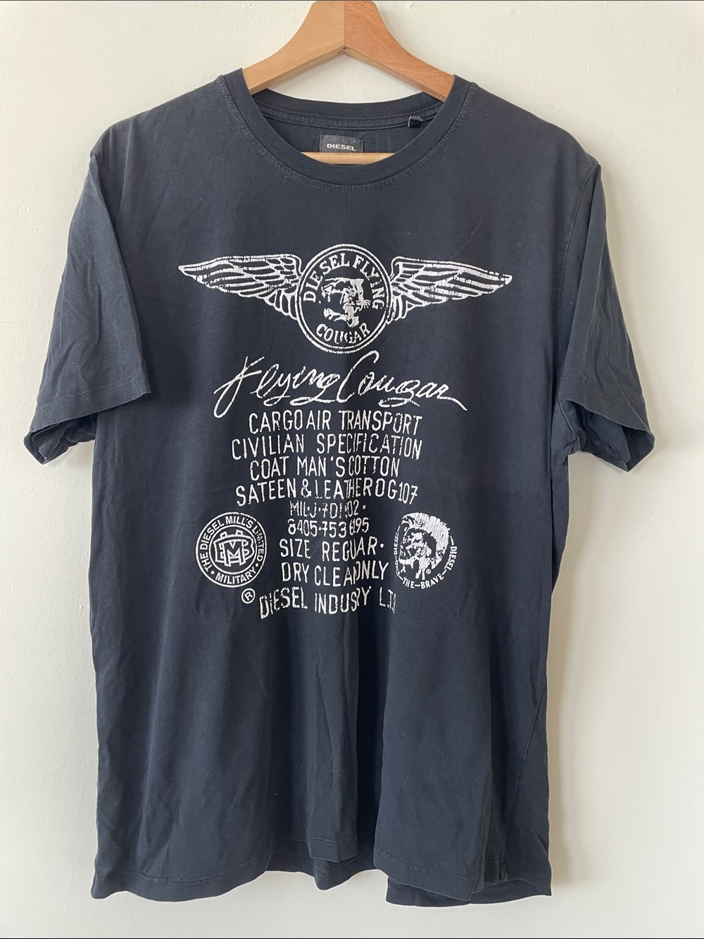 Diesel Black Crew Graphic Tee with White Print